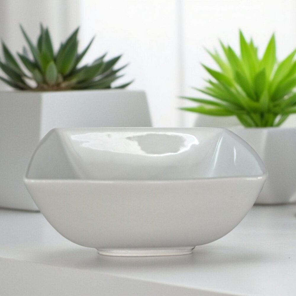 Over and Back White Porcelain Maison Square Cereal Bowl 6 1/4"…